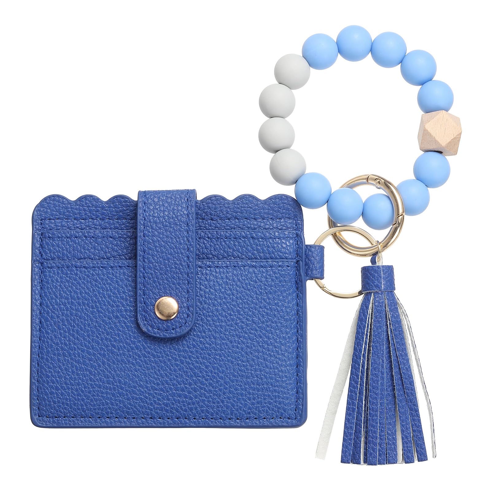 portafoglio con perline, Portafoglio sottile in pelle PU for donna(Blue)