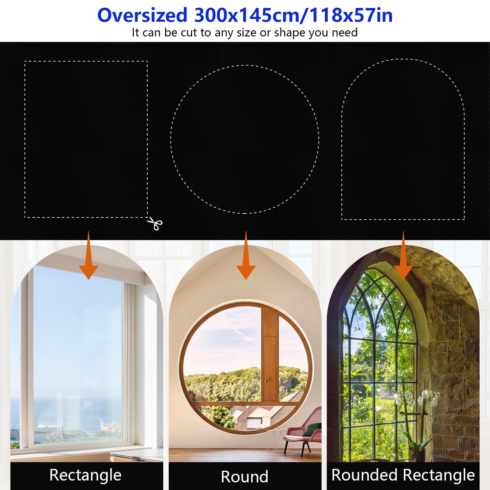 GOTRUST Portable Blackout Blinds, 300x145cm No Drill Temporary Black Out Blind Stick On Window, 100% Blackout Material - Image 4
