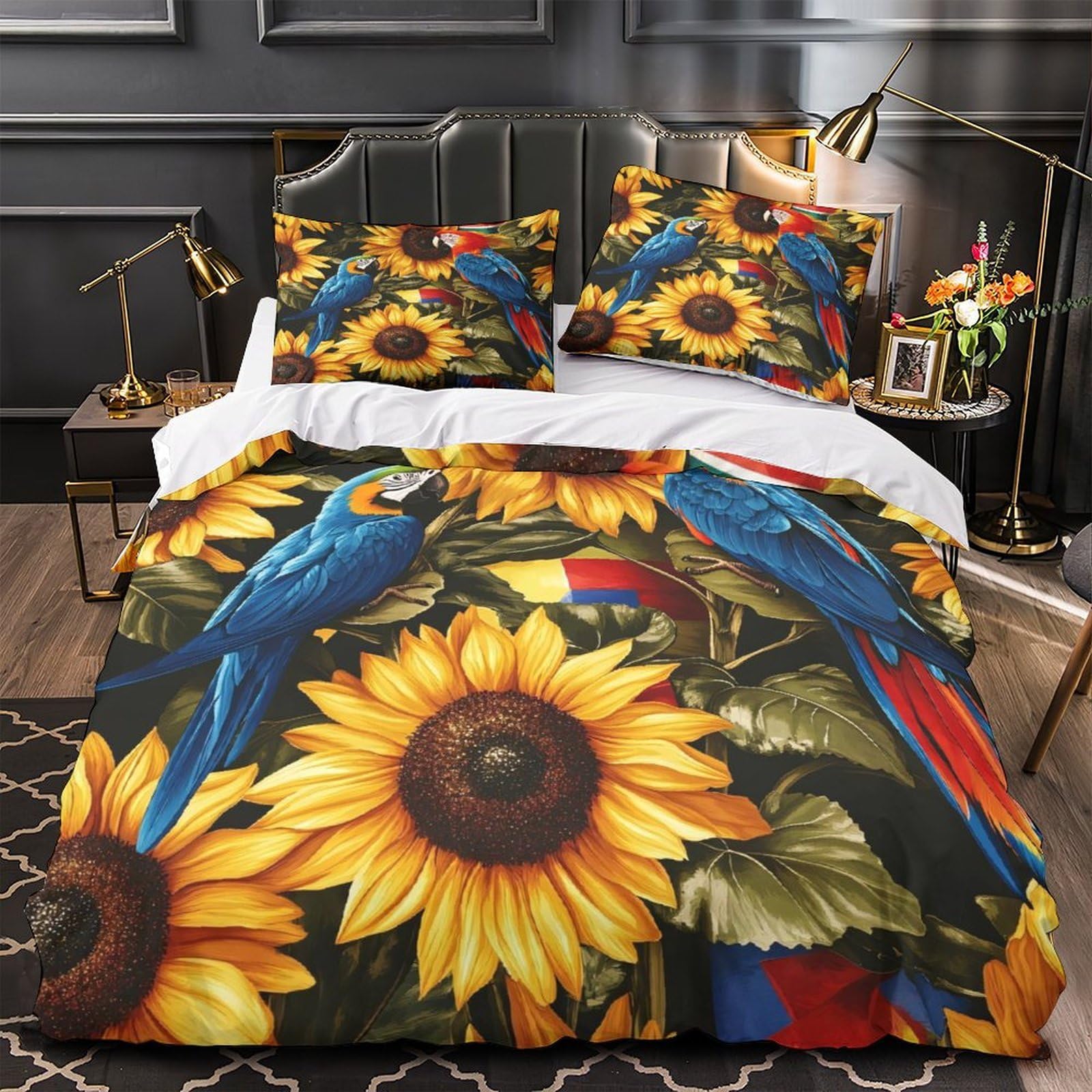 Housse de couette respirante pour femmes design jardin de tournesols