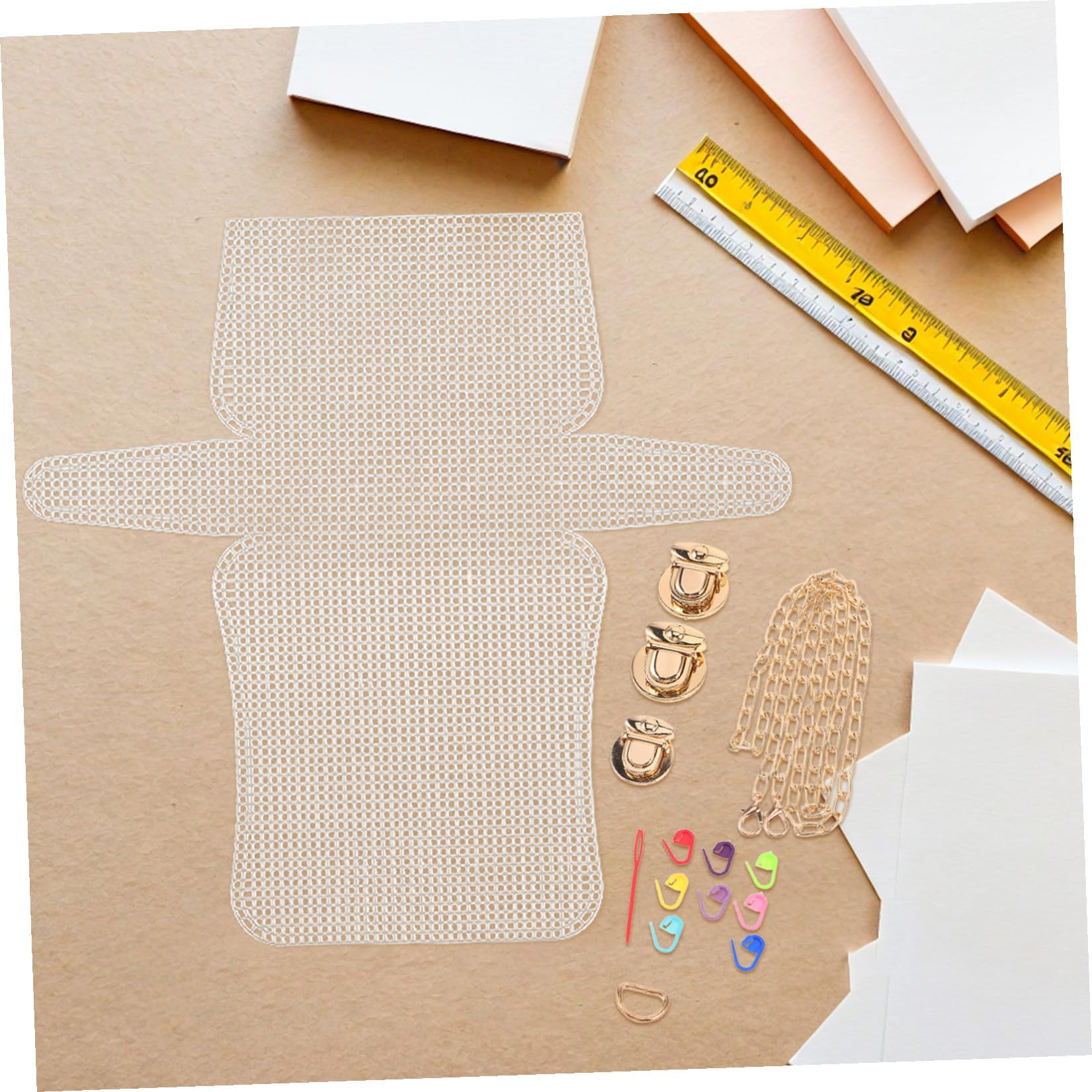 EXCEART 3 Juegos Hojas de Costura de Crochet, Láminas de Lona Plástica y Metal, Malla, para Tote y Bolsa, Accesorios de Acolchado, DIY de Bolsos, Principiantes y Creadores Avanzados