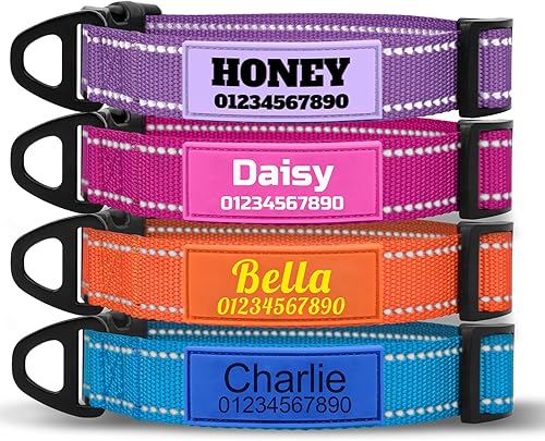 TagME Collar de perro personalizado con nombre, collar personalizado reflectante con etiqueta de identificación de silicona suave, 4 tamaños