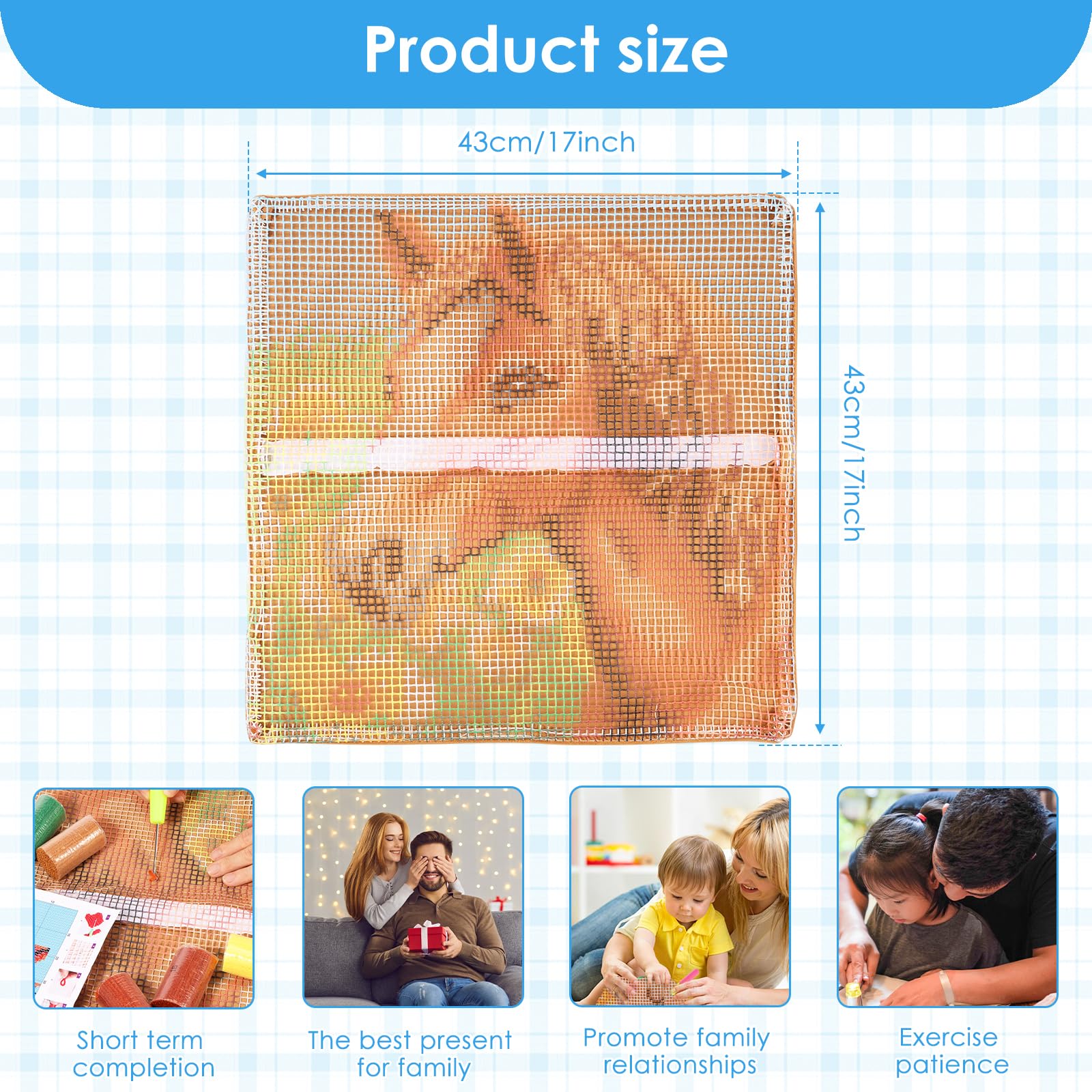Guniata knoopkussen set voor volwassenen, 43 cm, DIY knoopkussen set met haakgaren, handgemaakte kussenbeschermer, handwerk voor sofadecoratie (paard