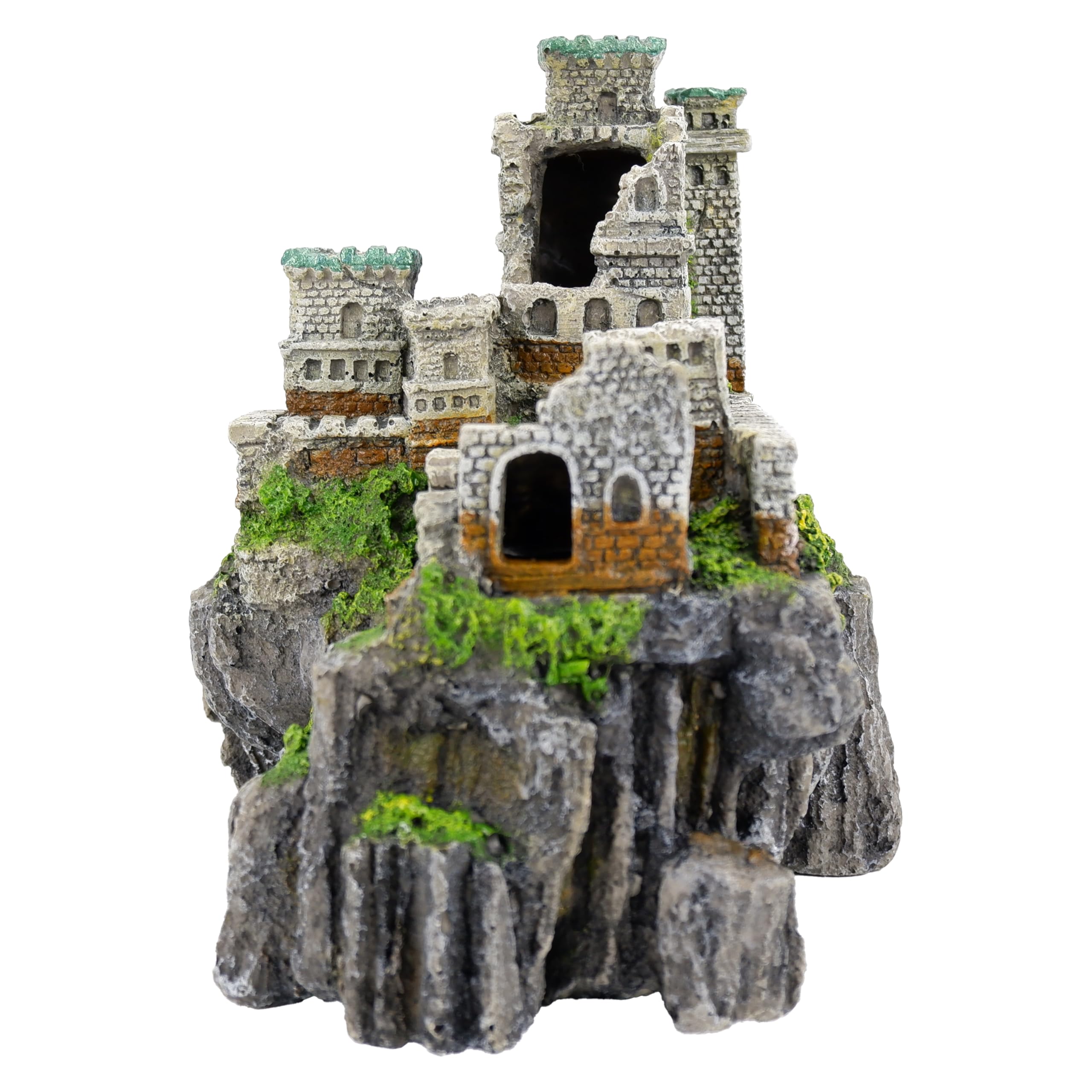 Classic Adorno de Acuario de ruina de Castillo de acantilado, decoración Grande de Mago, 375 x 223 x 250 mm