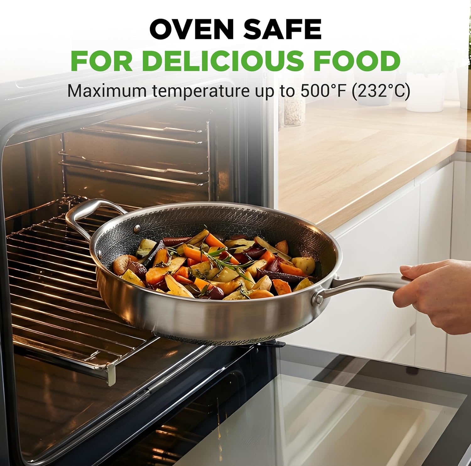 NutriChef 3.4QT Deep Frying Pan with Lid - Stainless Steel Non-Stick Saute Pan, Scratch-Resistant Honeycomb Texture, Oven & Induction Safe Skillet