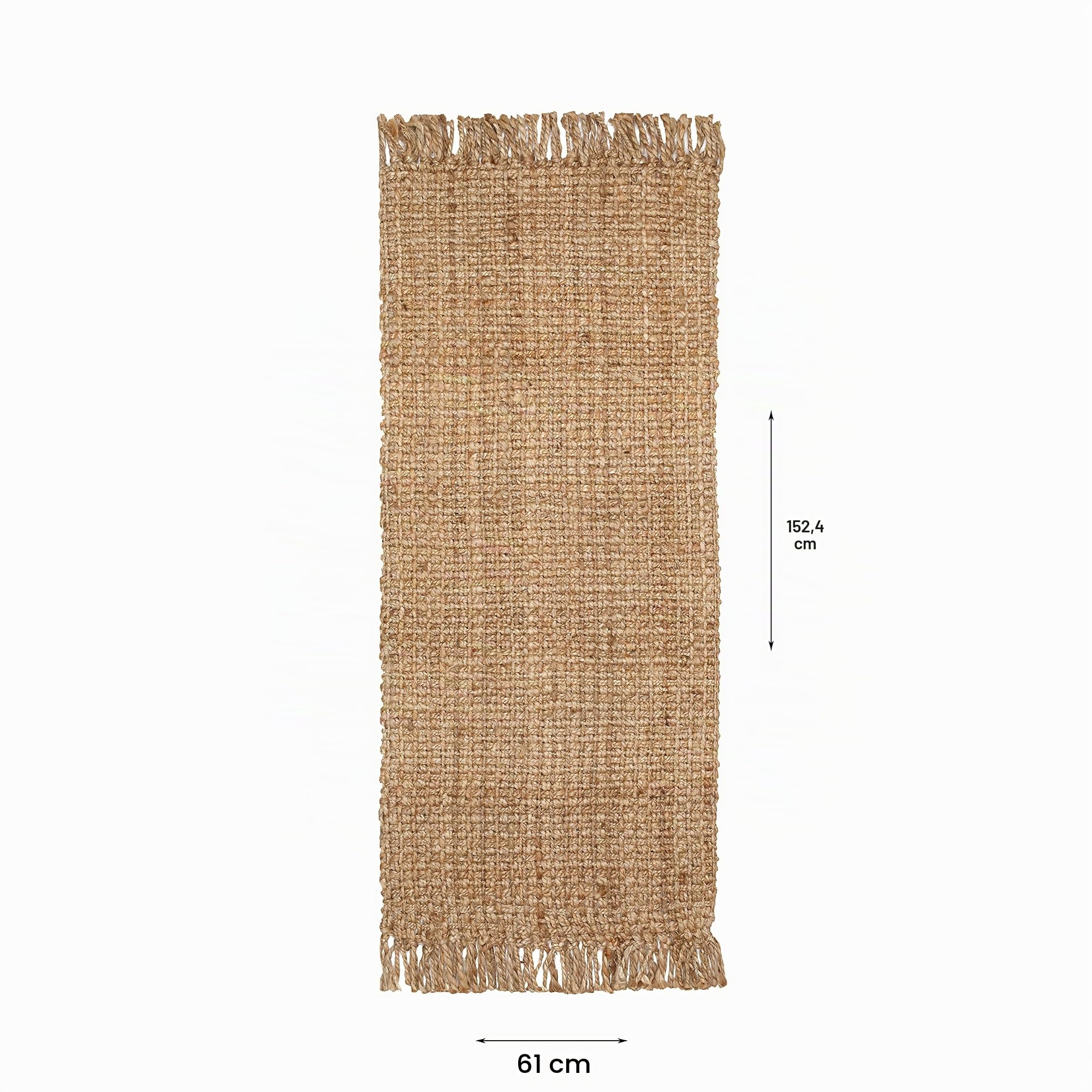 Hausattire Tapis de couloir en jute tissée à la main – Naturel – Tapis réversible et rustique pour couloir, cuisine, salon, chambre à coucher | 61 x 152 cm