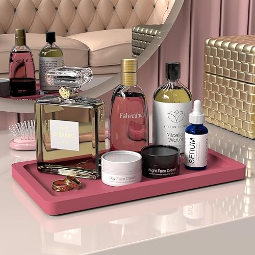 Miniatura 5 de YELLOW LOTUS Bandeja de tocador rosa  Pequeña bandeja de perfume para tocador, pequeñas bandejas de madera para decoración, bandeja de joyería de