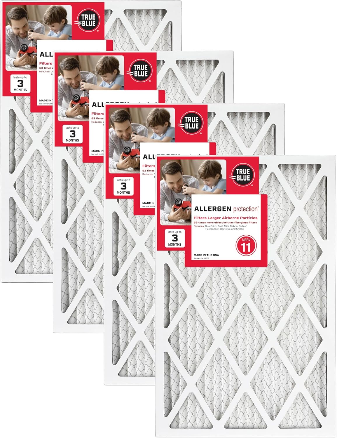 True Blue Allergen 20x36x1 Air Filter , MERV 11, 4-Pack