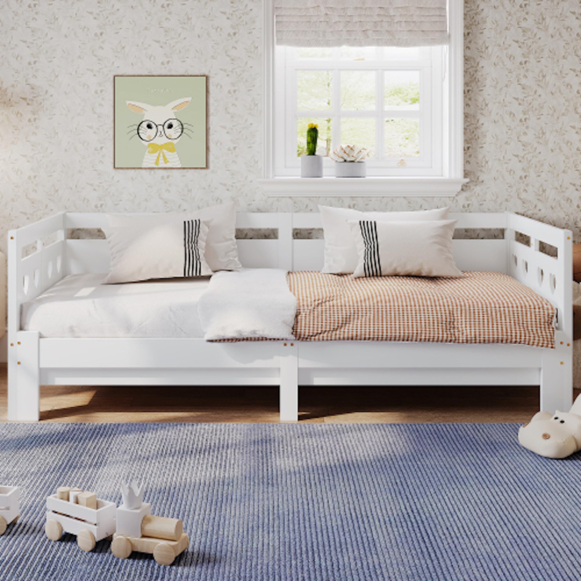 Cama nido 90x190/200 cm de pino macizo con cama y somier con ruedas, cama de 2 plazas, color blanco (90 x 200 cm)