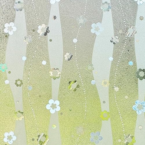 Miniatura 1 de Película de privacidad para ventana, diseño de flores 3D, sin pegamento, película decorativa para puerta de vitral, adherencia estática, anti UV,