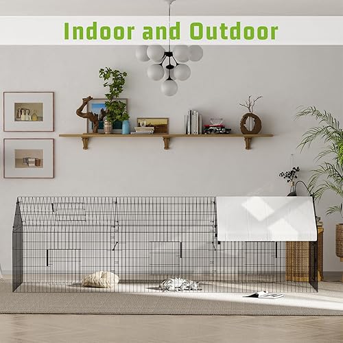 Vista 10 de Gallinero de metal de 86 x 40 x 40 pulgadas con cubierta impermeable, jaula portátil para aves de corral para caminar en gallinero al aire libre