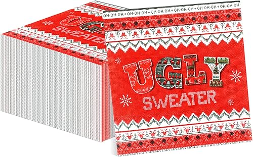 100 servilletas de Navidad a granel de 3 capas desechables de papel para invitados de Navidad, toallas de mano desechables para Navidad, Año Nuevo,