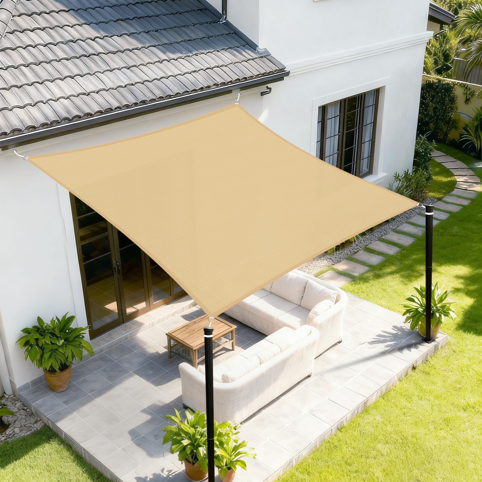 Voile d'ombrage rectangulaire résistant à la pluie et aux UV pour protéger votre terrasse