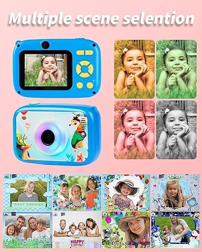 Miniatura 5 de FiliWel Juguetes de cámara para niños cámaras de video digital HD para niños de 3 a 9 años pantalla de 24 pulgadas con luz ambiental grabadora de