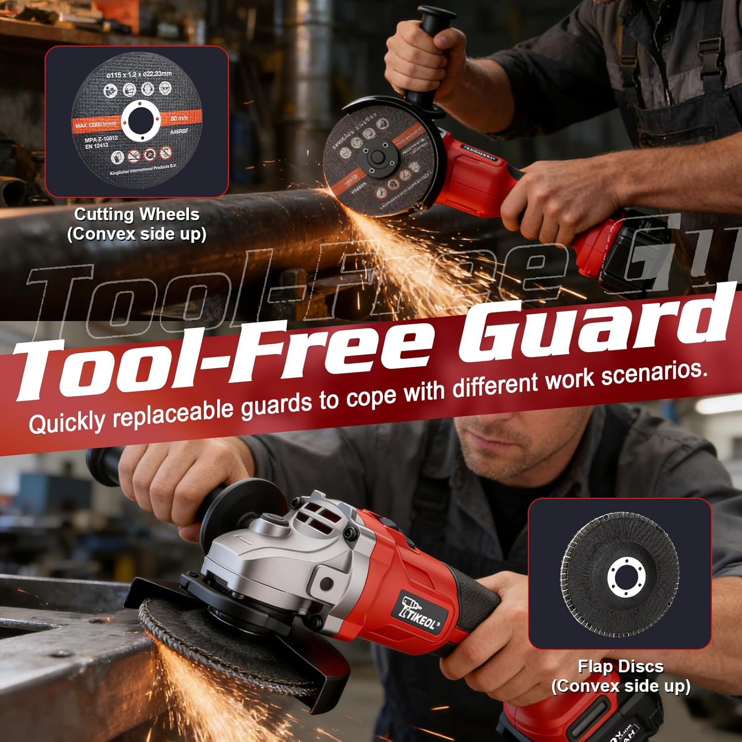 Cordless Angle Grinder 4-1/2 Inch Brushless Motor, Compatible with Makita 18V Battery, 20V Angle Grinder Kit with 4.0Ah Battery & Charger, 8000RPM Electric Grinder for Cutting Grinding Polishing