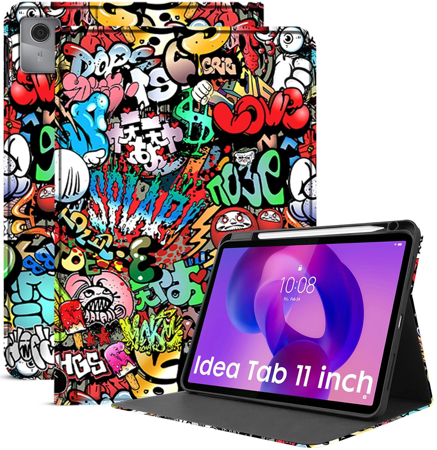 Robustrion Case Cover for Lenovo Idea Tab Cover 11″ with [Pencil Holder], Folio Flip Cover Case for Lenovo Idea Tab Cover 11″ Tablet [Auto Sleep Wake Support] – Hippy