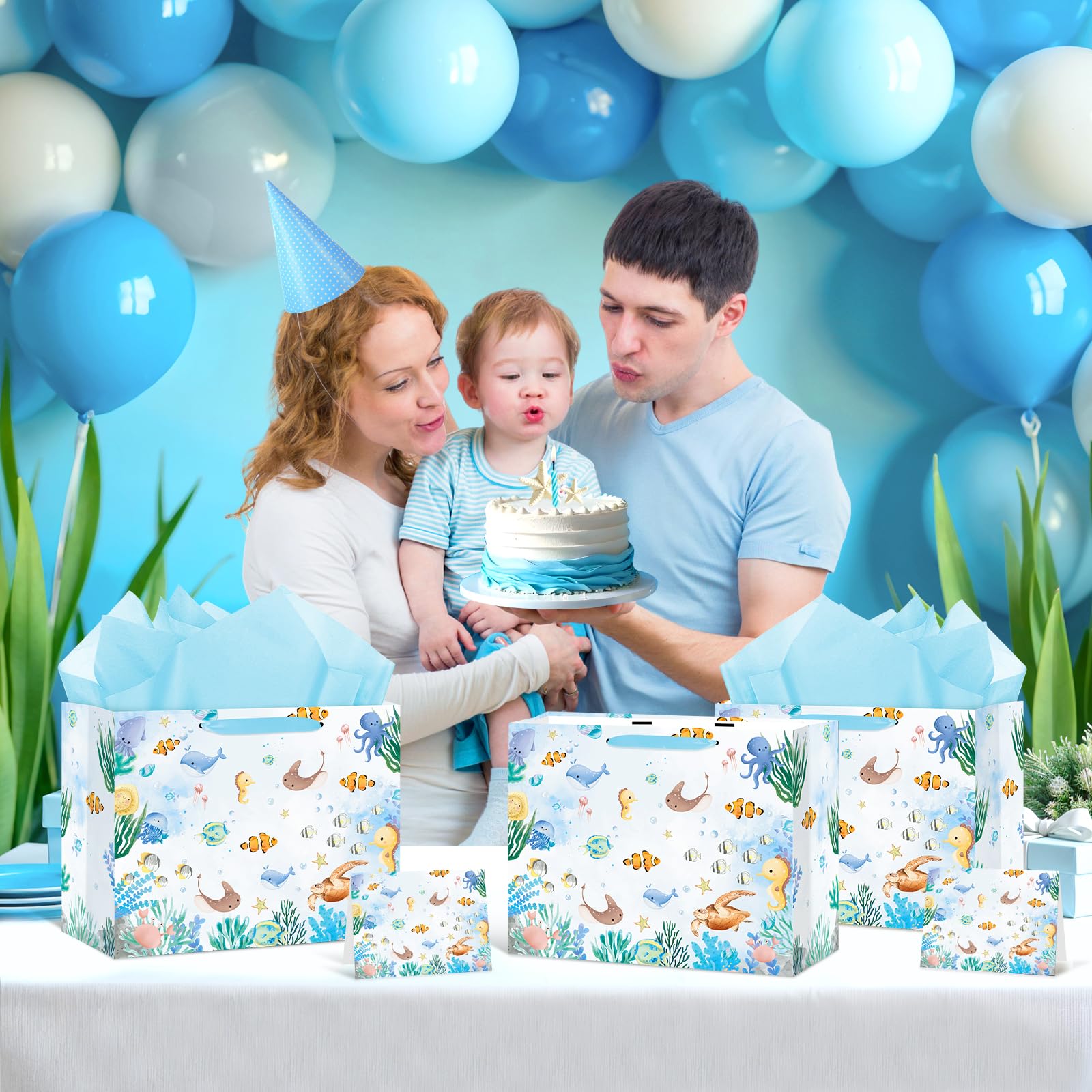 Sacs Cadeaux Réutilisables 12 Pcs Sacs De Faveur De La Fête Des Sirènes Sous Les Sacs De Babyshower Marin Fille