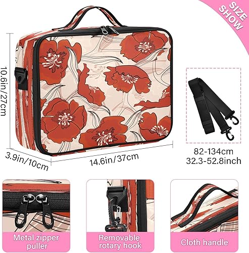 Miniatura 3 de Zathe Painting Red Flower cosmetic bag with handles bag travel toiletry opening makeup bag makeup storage organizer bolso para cosmeticos for women