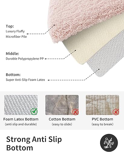 Miniatura 5 de ILANGO Alfombra de baño rosa de Navidad de 24 x 17 pulgadas, antideslizante y súper absorbente, extra gruesa, suave, lavable para el suelo, alfombra