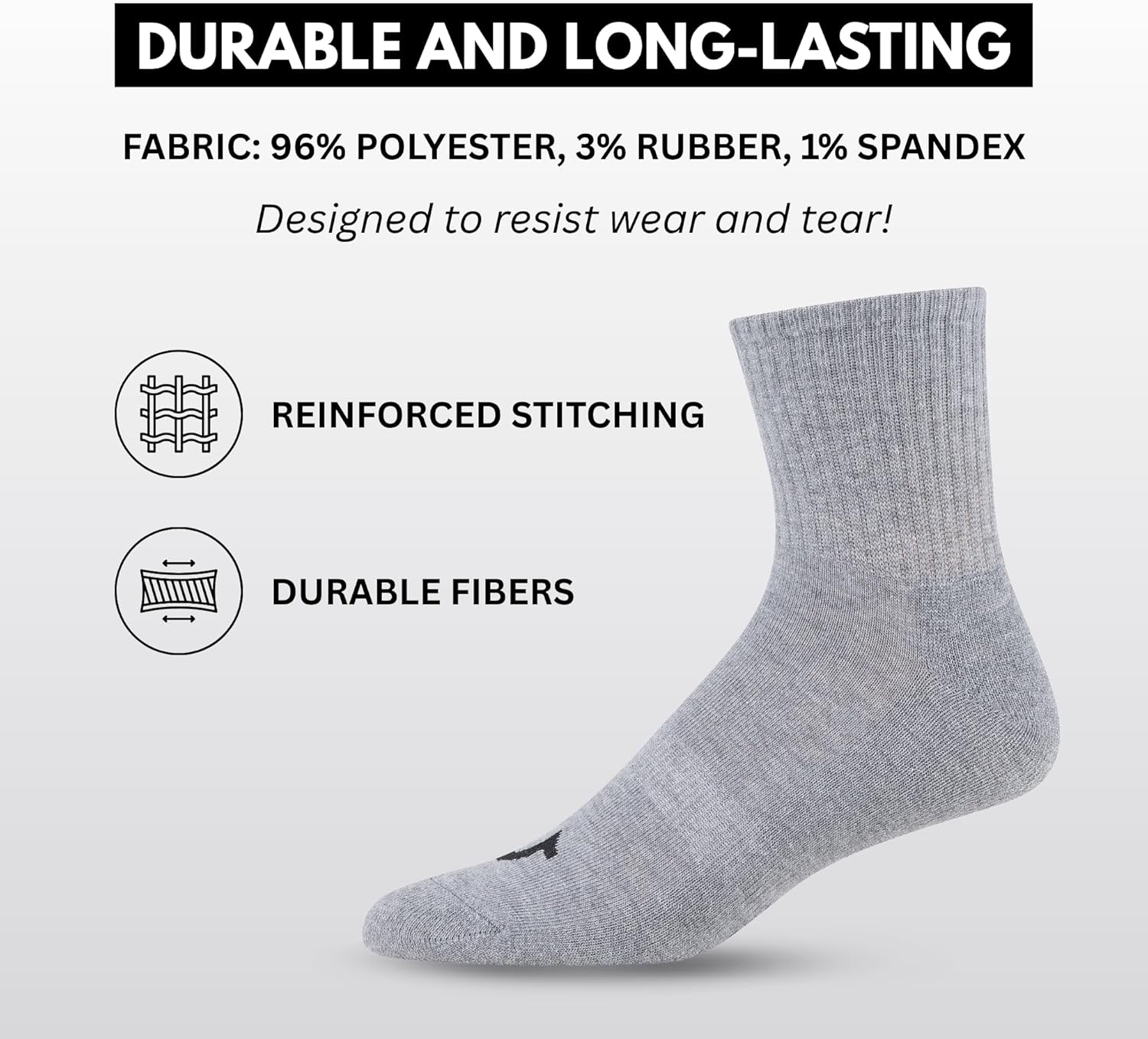 True Religion Mens Socks 12 Pack Mid Crew Socks for Men Premium Athletic, Shoe Size 8-12 - Image 4