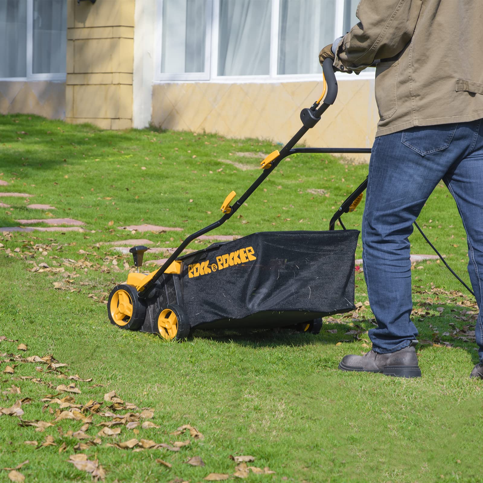 Rock&Rocker 16-Inch 15-Amp Electric Dethatcher Scarifier, 5-Position ...