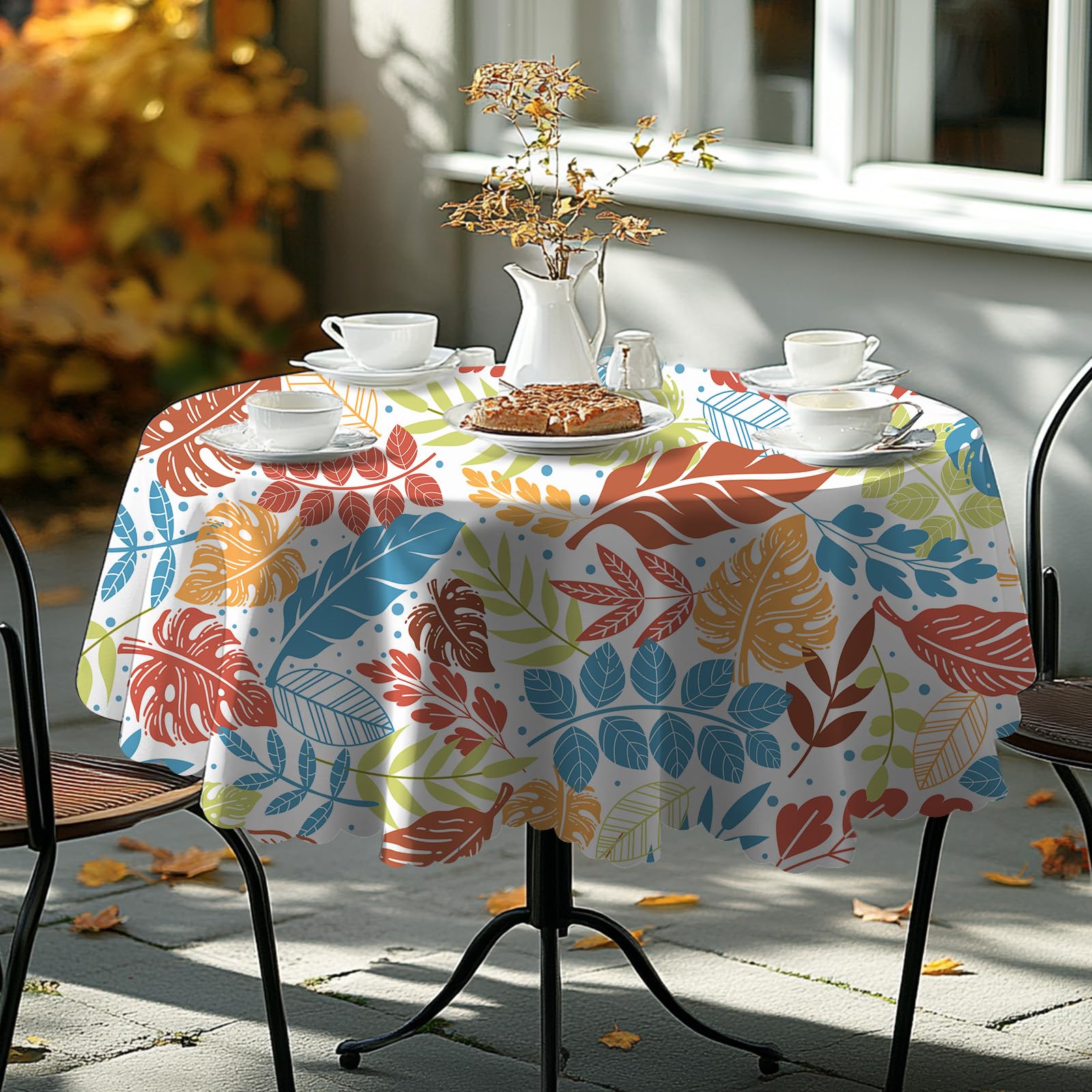 iEvery Colorful Leaves Round Tablecloth 150cm - Image 2