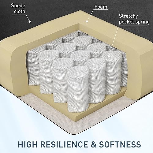 Miniatura 42 de HOMCOM Silla reclinable de masaje por vibración para sala de estar con calor, sofá individual con respaldo alado, moderna silla reclinable de tela