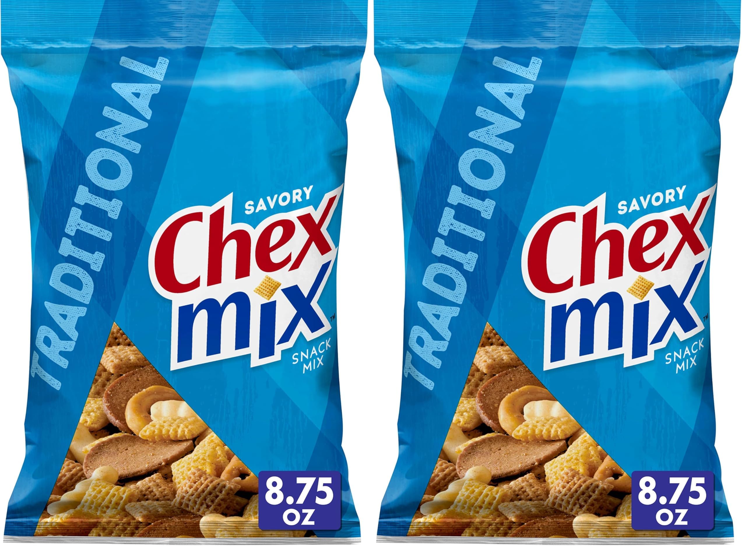 Chex Mix Snack Mix, Traditional, Savory Snack Bag, 8.75 oz (Pack of 2)