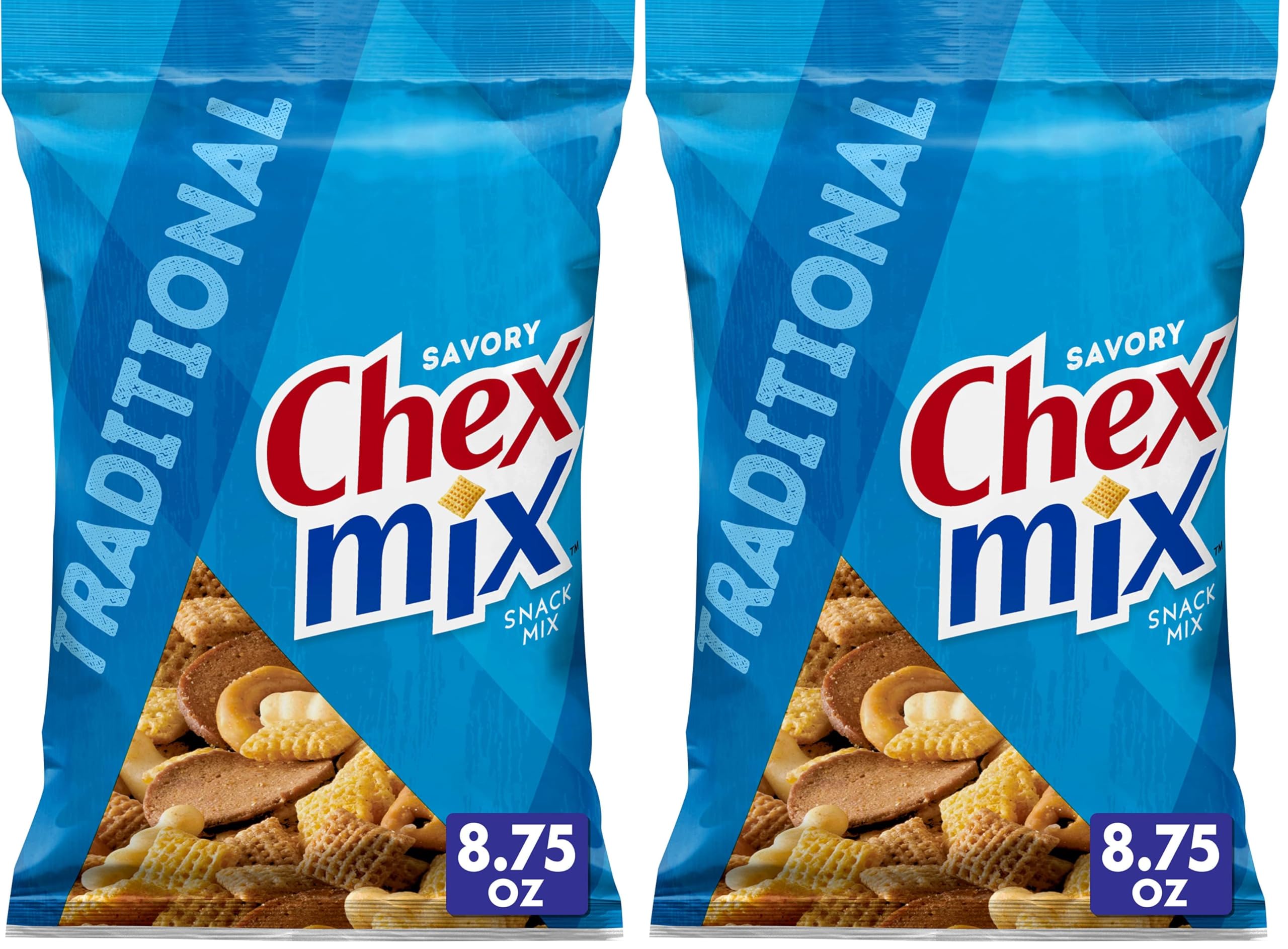 Chex Mix Snack Mix, Traditional, Savory Snack Bag, 8.75 oz (Pack of 2)
