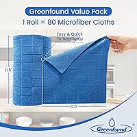 Vista 2 de Greenfound Rollo de paño de limpieza de microfibra, paquete de 80, toallas extraíbles para automóvil, toallas de papel reutilizables lavables, súper