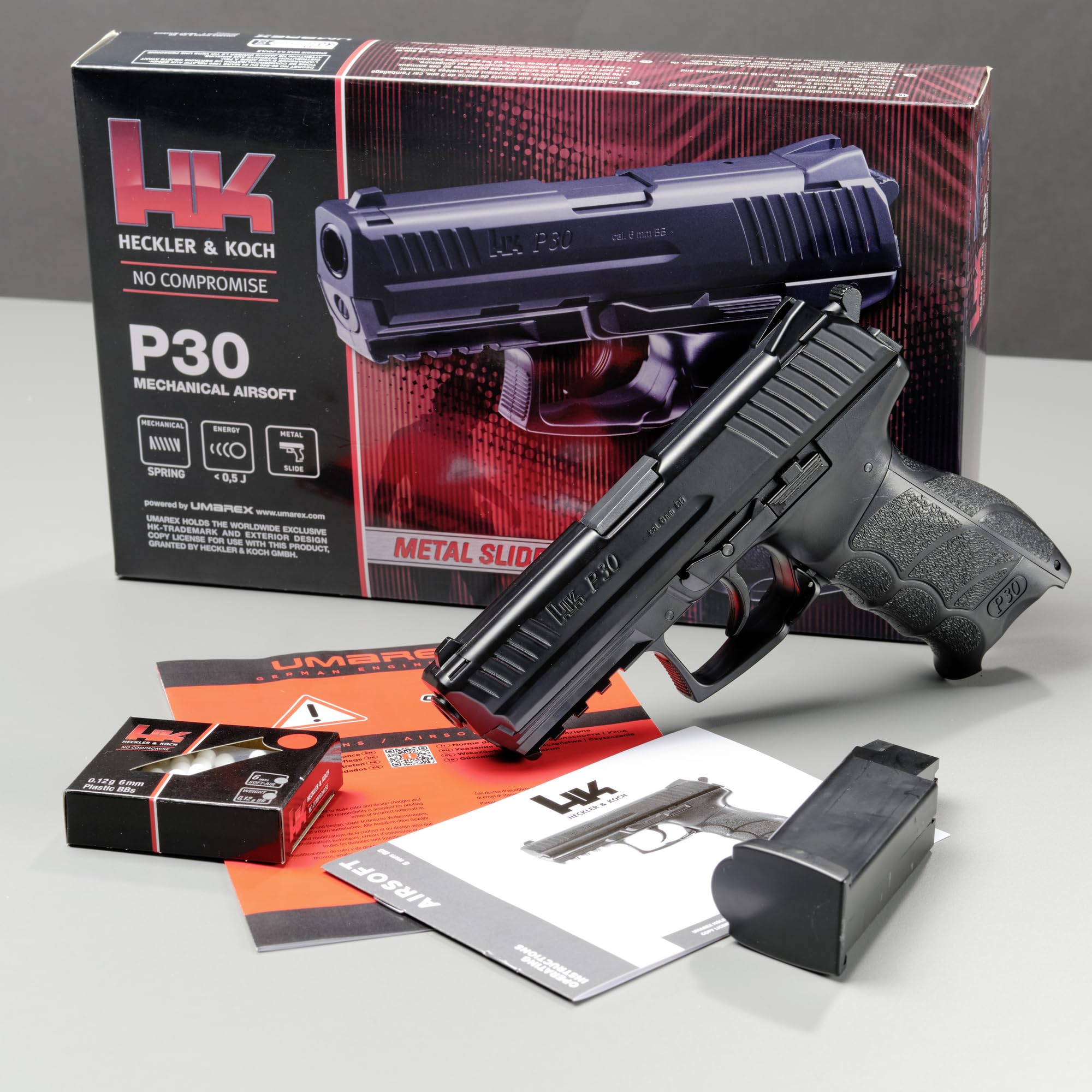 Heckler & Koch 2.5782 P30 Airsoft Gun Ad Aria Compressa, Nero, 6 Mm Bb