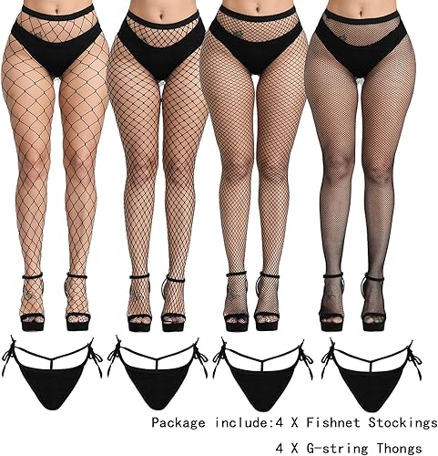 Miniatura 2 de FULLSEXY Medias de red de talla grande, medias de red hasta el muslo, medias altas para mujer