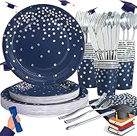 Vista 14 de 168 Piezas Platos y Servilletas de Papel Rosa Claro, Juego de Platos Desechables Rosa con Utensilios Sirve 24 Invitados para Baby Shower Graduación