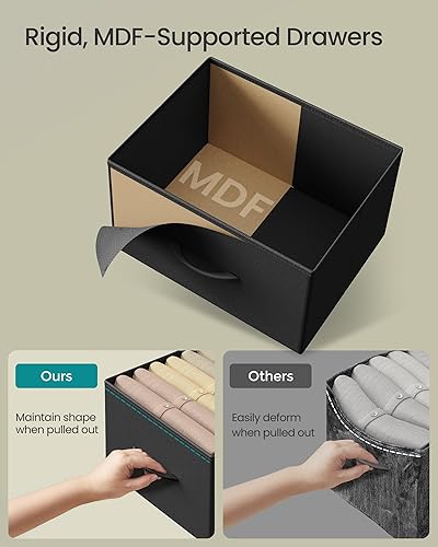 Miniatura 5 de SONGMICS Cómoda para dormitorio, cómoda, acero, MDF, 4 cajones de tela no tejida, unidad organizadora de almacenamiento, armario, entrada, negro