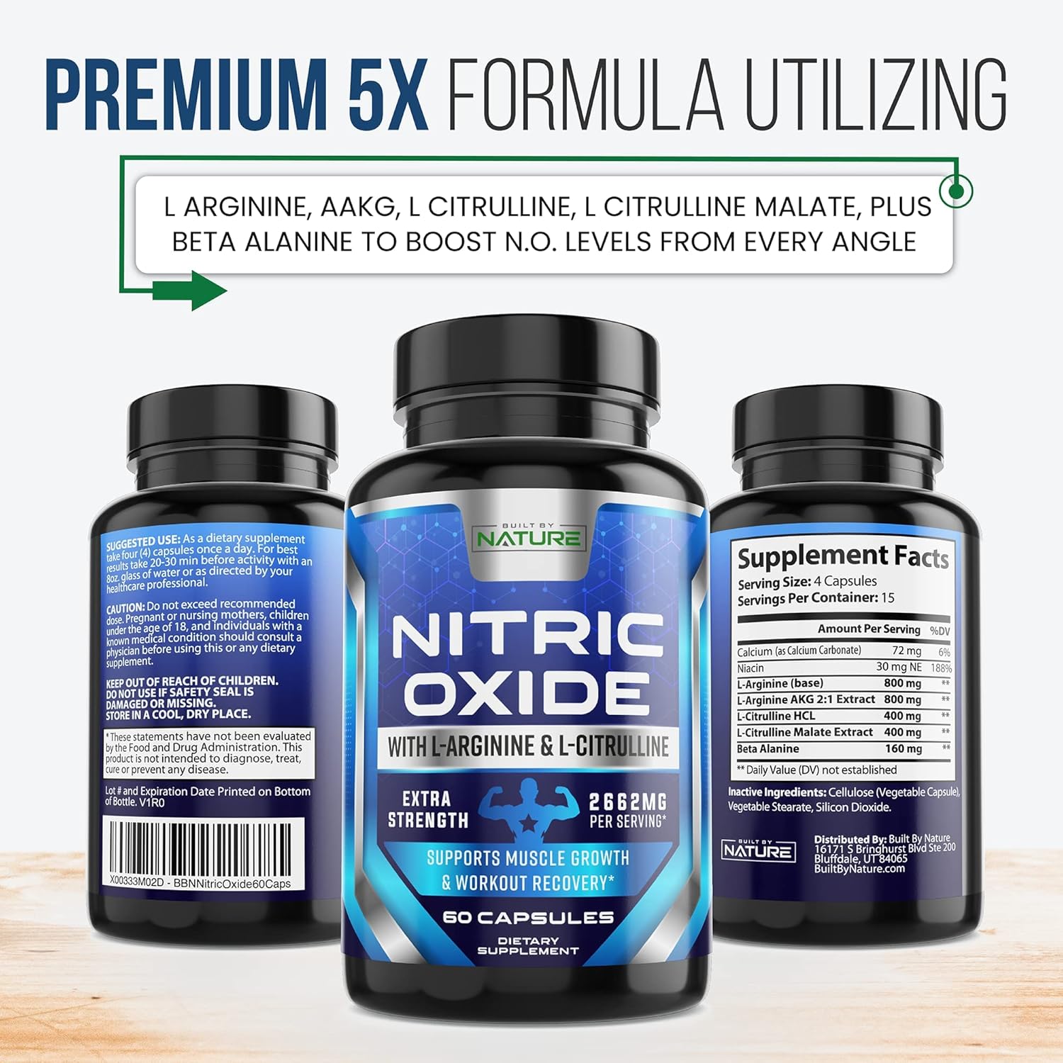 Buy Built by Nature Nitric Oxide Supplement N.O. Booster Pills for Men