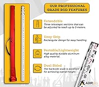 Vista 3 de Varilla medidora de aluminio de AdirPro, dividida en décimas de pie, 1