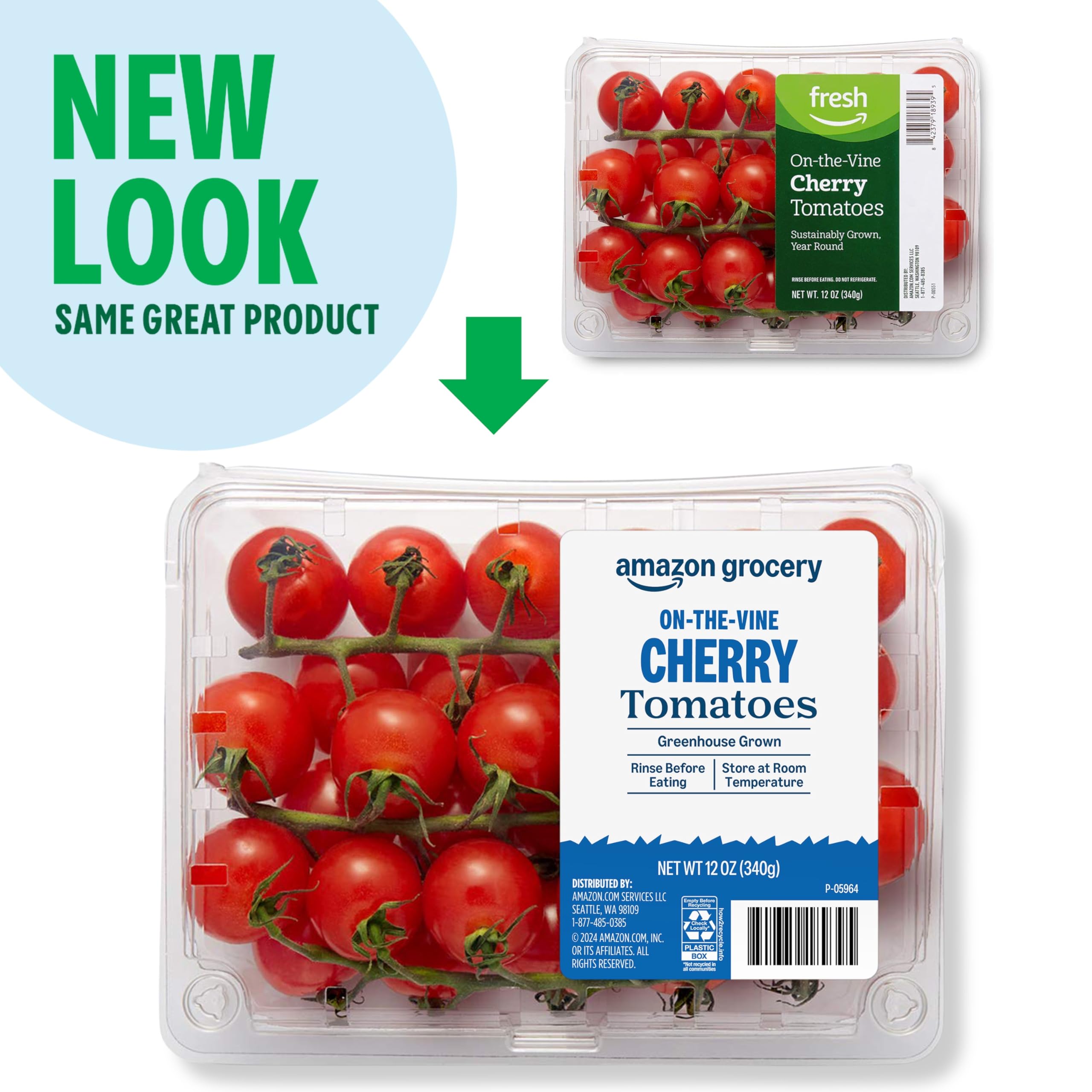 Amazon.com: Amazon Grocery, On-The-Vine Cherry Tomatoes, 12 Oz