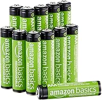 Amazon Basics 12-Pack Rechargeable AAA NiMH Batteries 800mAh Pre-Charged - Up to 1000 Cycles Low Self-Discharge