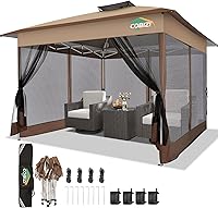 Vista 42 de COBIZI 10x10 Gazebos desplegables en oferta 11x11 Tienda de campaña con toldo fácil de montar al aire libre, Gazebo impermeable portátil