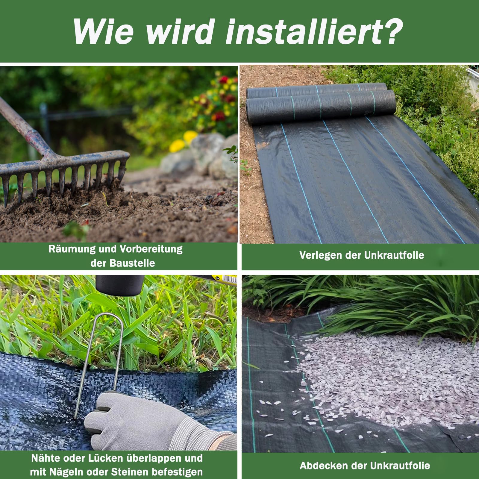 Dripex Telo Pacciamatura 4mx10m 90g/m² Tessuto Anti Erbacce Giardino