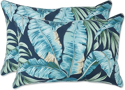 Vista 68 de Pillow Perfect Almohadas lumbares para exteriores/interiores, 11.5 x 18.5 pulgadas, azul marino Delray, 2 unidades Azul Delray Navy