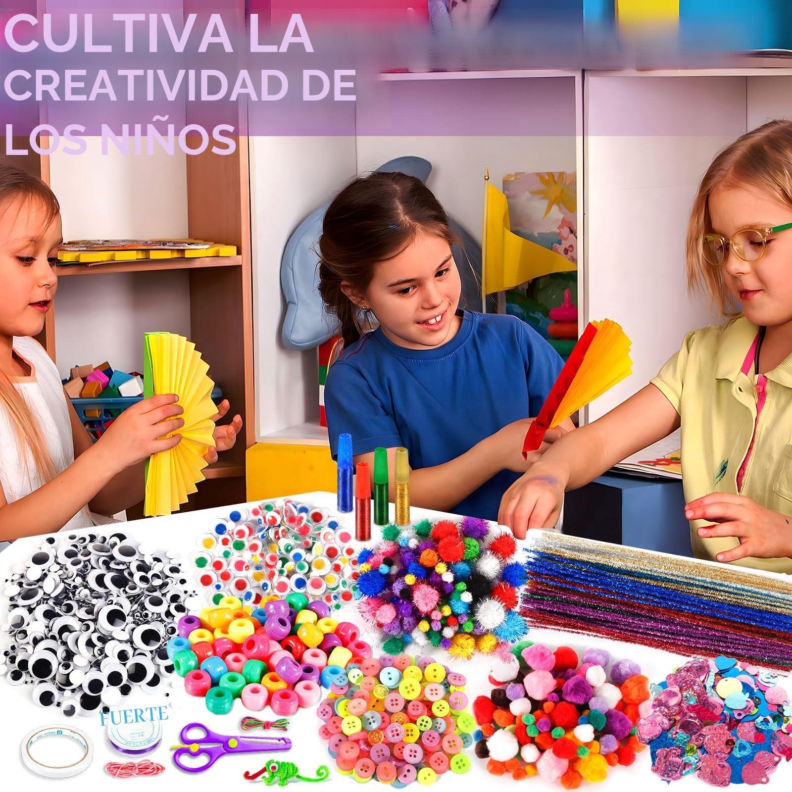 Purpledi 3300+PCS DIY Creativo Kit Manualidades Material, DIY Art Supplies Creativo Regalo Labores, Juguetes Educativos para Niño 5 6 7 8 Años