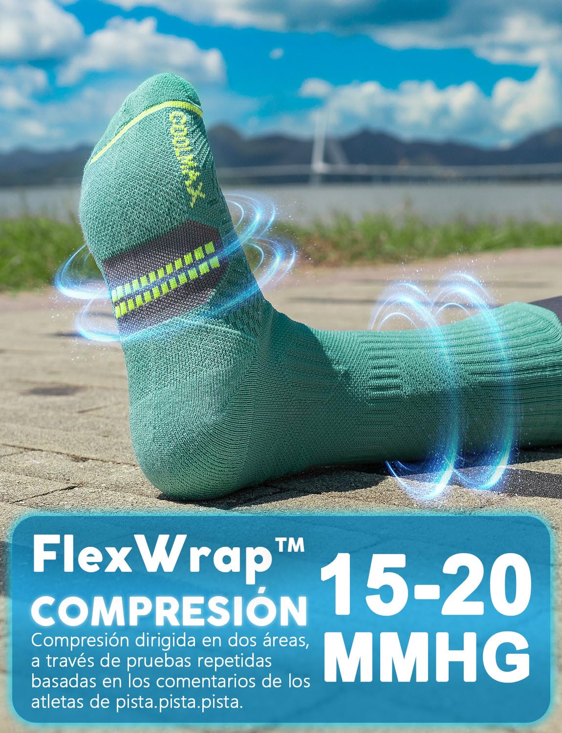 Juclise Calcetines de compresión de viscosa de bambú para correr, calcetines que absorben la humedad, antiampollas, para senderismo,ciclismo