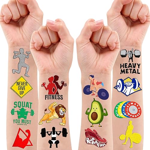 Miniatura 5 de 96 piezas de tatuajes temporales para gimnasio, fitness, entrenamiento, decoración de fiesta de cumpleaños, suministros de decoración de culturismo,