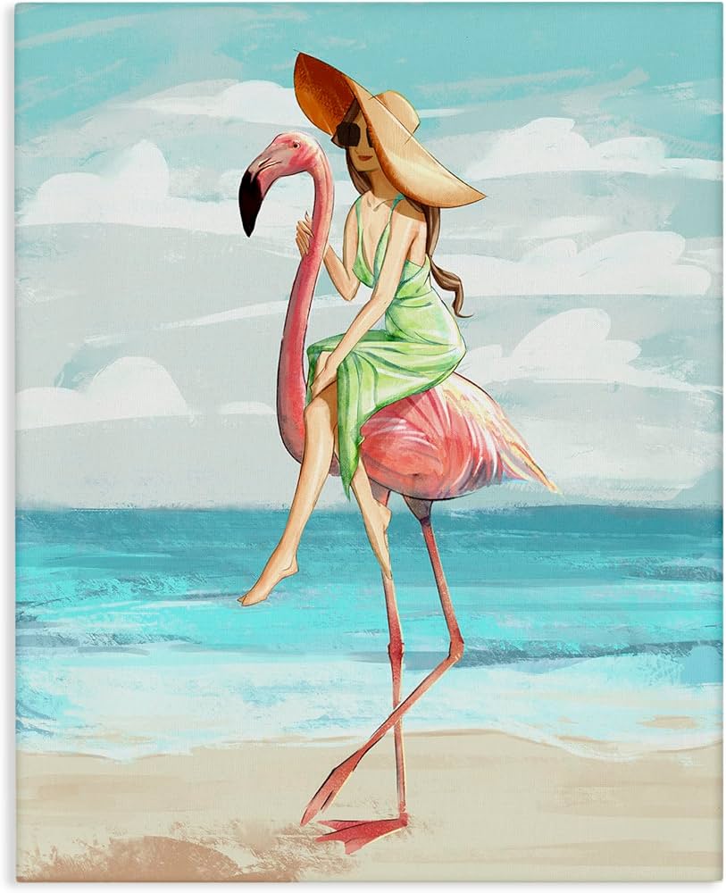 Amazon.com: Stupell Industries Beach Woman Riding Pink Flamingo Amazon.com: Stupell Industries Beach Woman Riding Pink Flamingo
