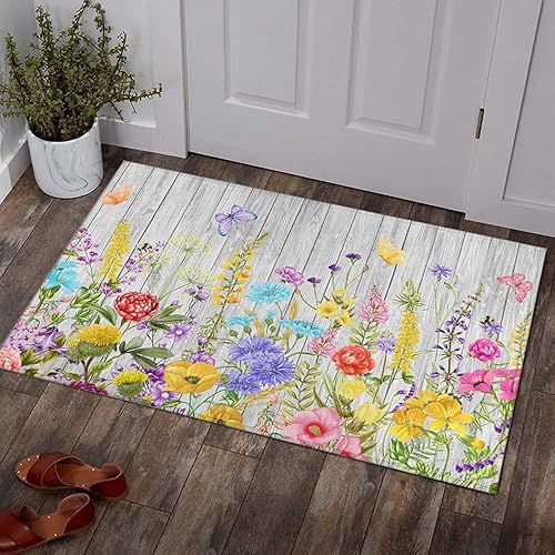 Miniatura 7 de Alfombras de cocina de primavera, antideslizantes, lavables, coloridas, de verano, floral, para cocina, tapetes de cocina para suelo