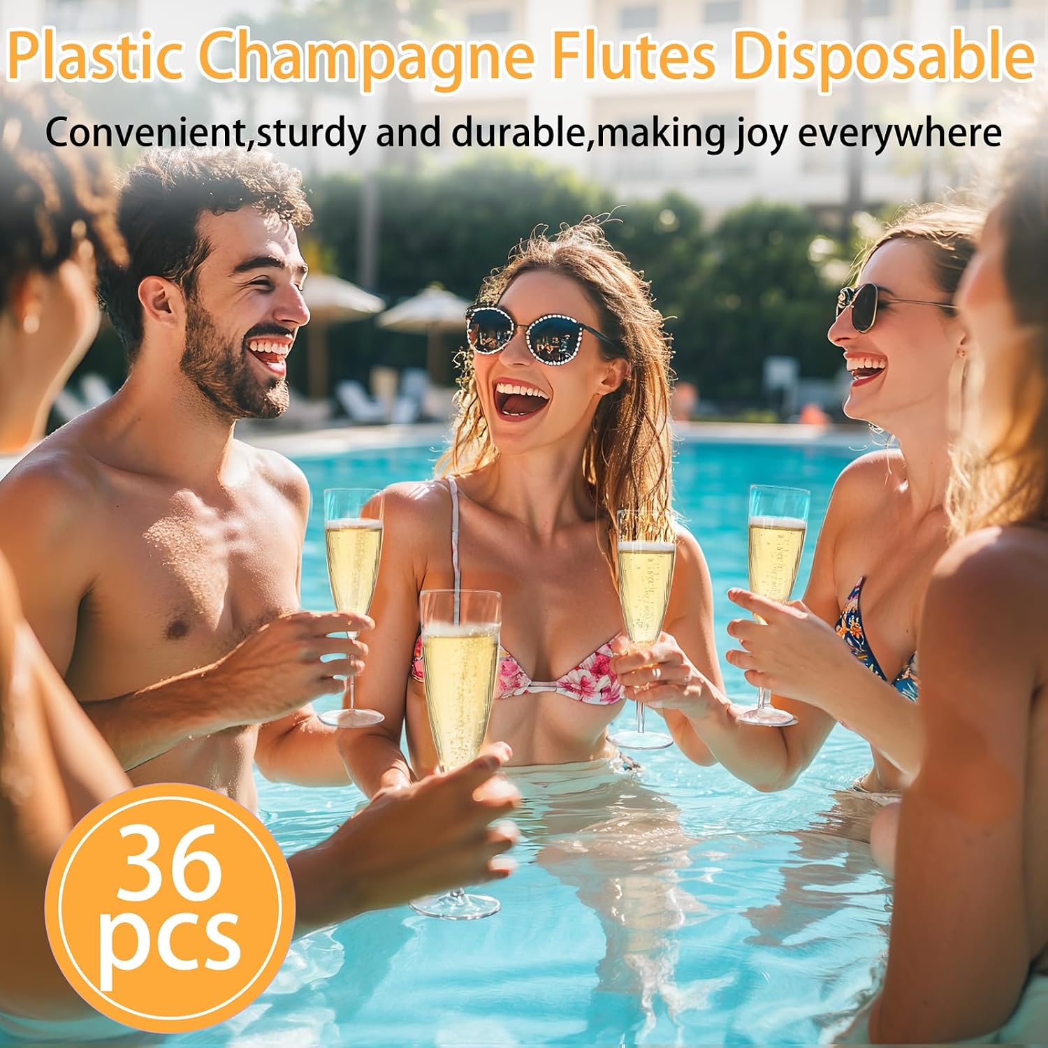 WDF 350Piece Gold Dinnerware Set - WDF 36PCS Clear Champagne Flutes Plastic