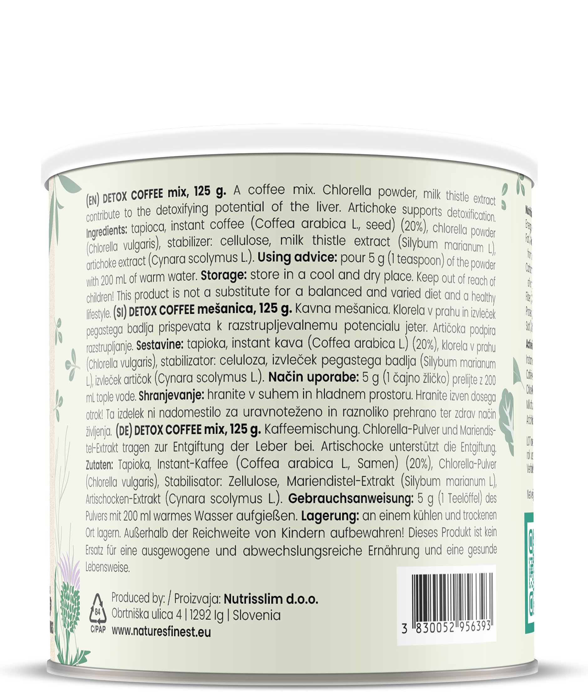 Nature's Finest Detox Coffee, Café Soluble 625 g (Paquete de 5) | café instantáneo con chlorella, cardo mariano y alcachofa - arábica suave - vegano - taza lista en 1 minuto