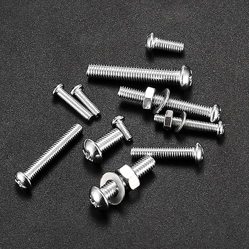 Miniatura 5 de 600 tornillos de máquina, tornillos y tuercas y arandelas, tornillos de cabeza plana y arandelas hexagonales, tornillos ranurados de cabeza redonda,