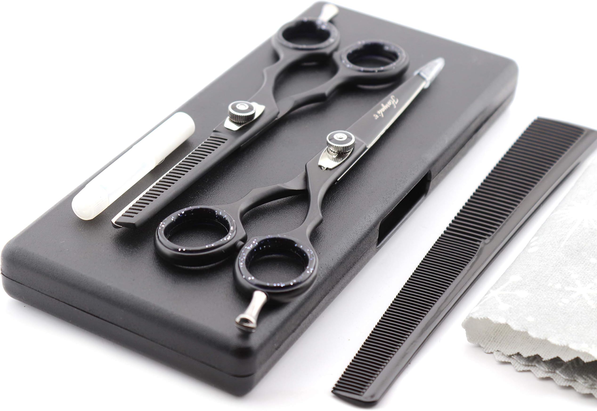 Haryali London, 6” Hairdressing Scissors Set, Sharp Hair Cutting & Thinning Scissors for Home and Salon, Japanese Steel Barber Shears Kit, Hairdresser Trimming Shears Set – Matte Black