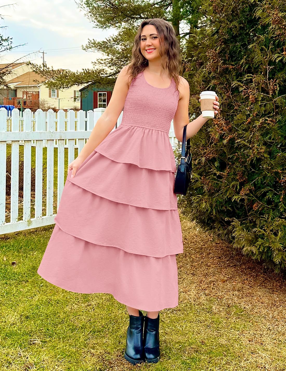 ZESICA Women's 2026 Summer Boho Sleeveless Midi Dress Scoop Neck Ruffle Tiered Layered Swing Long Beach Vacation Dresses - Image 2